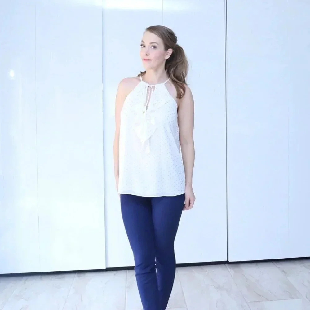 INC gold polka dot ruffle tank - Picture 3 of 7